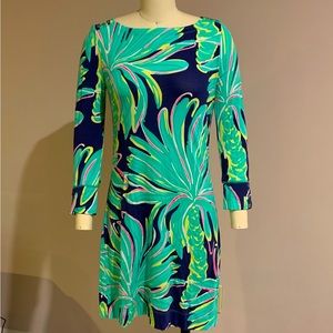 Lilly Pulitzer Sophie Dress - Navy with Green Palm Print, size Small